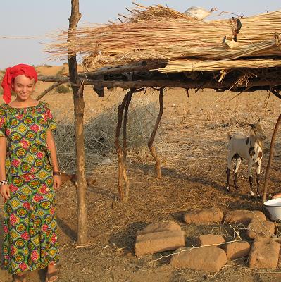Emilie with our goat shortly before...